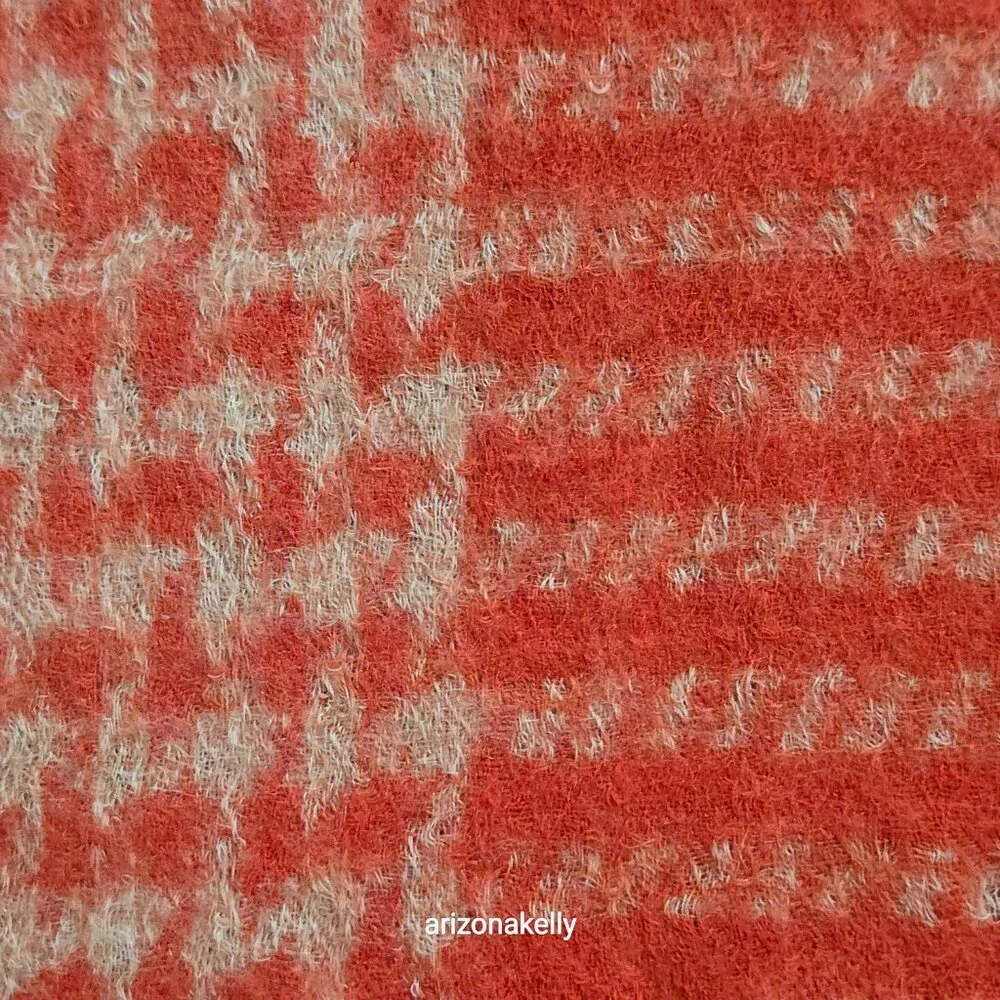 Wool Houndstooth Orange Scarf